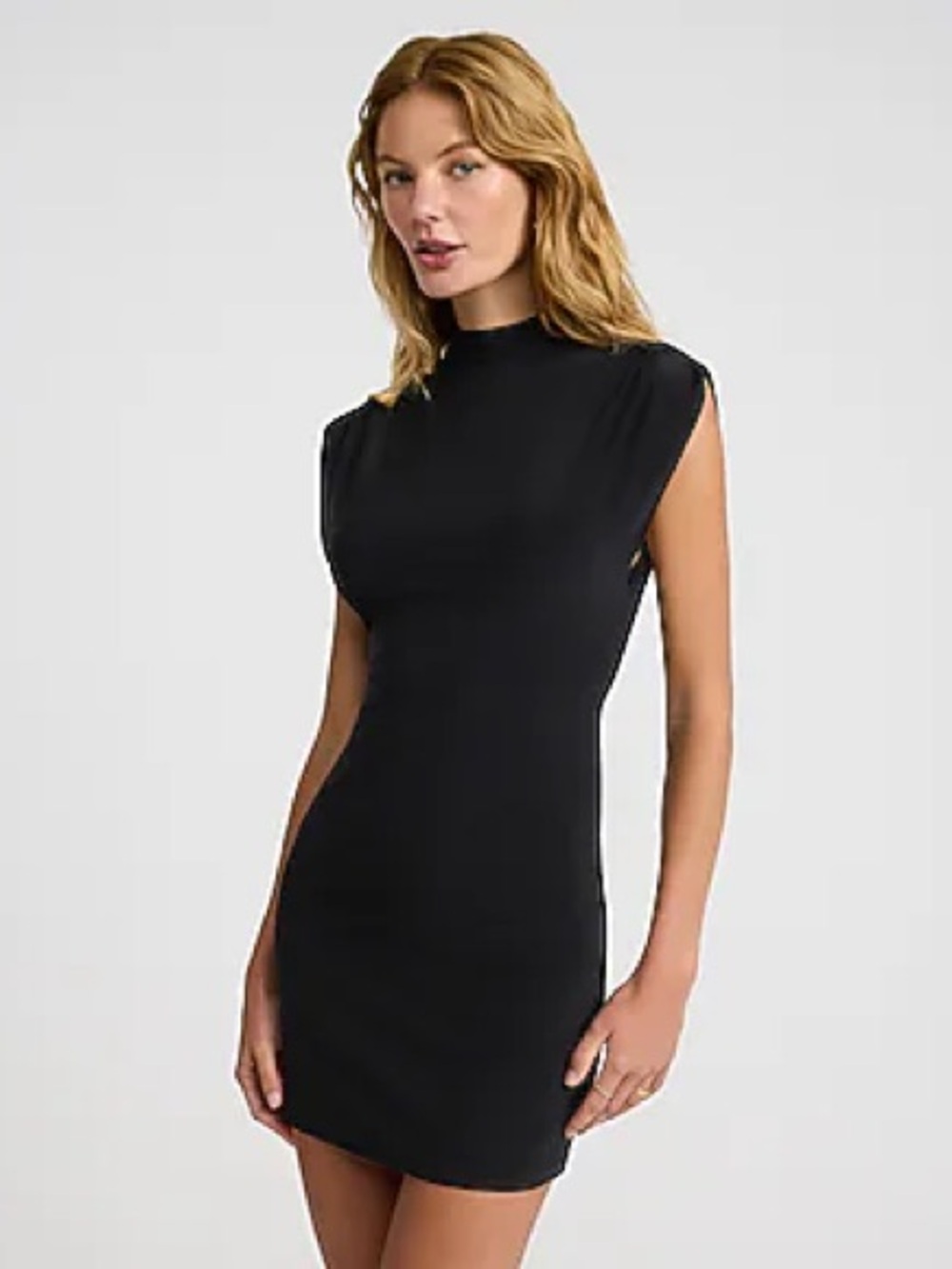 Express Mock Neck Cap Sleeve Mini Dress
